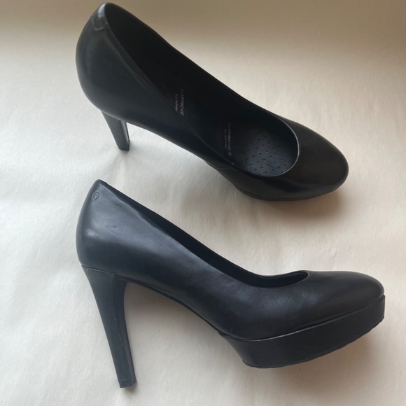 Rockport Adidas Adiprene Black Leather Janae Platform Stiletto Heels Pumps 7.5 - Picture 5 of 12